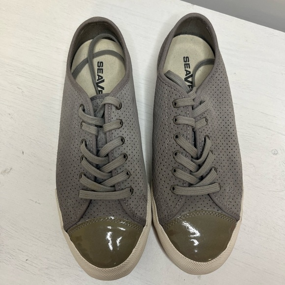 SeaVees Army Issue Low Laser Cut Grey Leather Sneakers Sz 8.5 - Picture 8 of 9